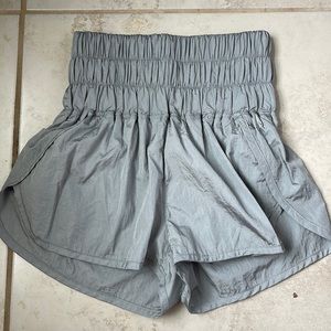 Free People Movement The Way Home athletic silver elastic waist shorts